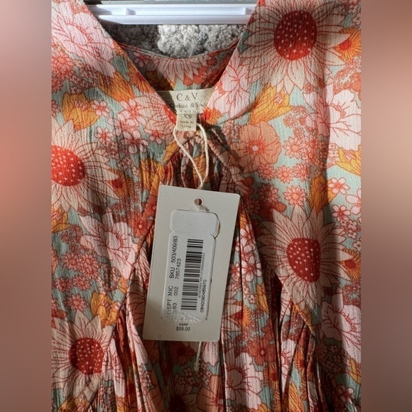 C&V Chelsea & Violet Floral Print Cap Sleeve Babydoll Mini Dress - Picture 4 of 8